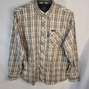 ATG Wrangler Mens Plaid Flannel Shirt Long Sleeve Button Front Large Cabincore
